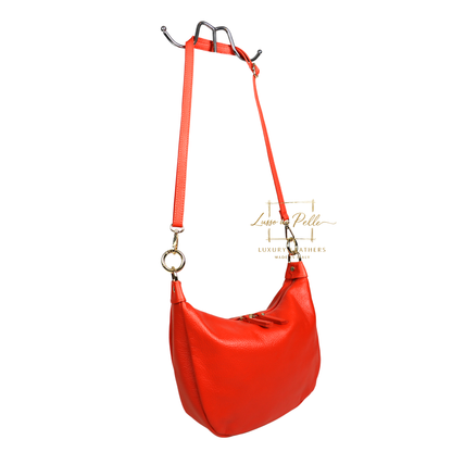 Grain Leather Half Moon Shoulder & Crossbody Bag