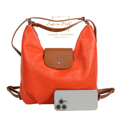 Grain Leather Two-Way Backpack & Crossbody