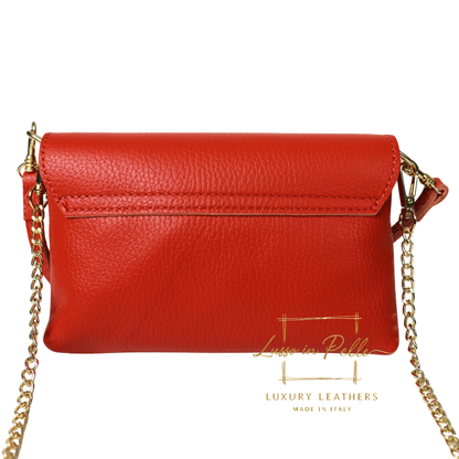 Small Pebbled Leather Clutch/Shoulder/Crossbody Bag with Bamboo-Style Clasp
