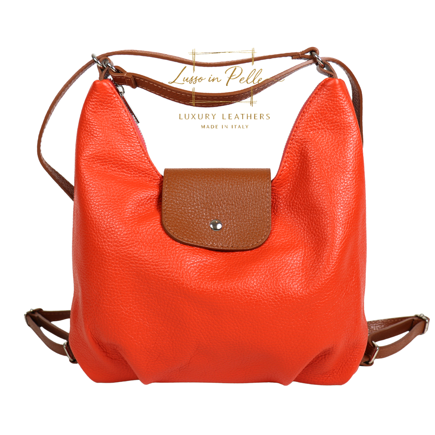 Grain Leather Two-Way Backpack & Crossbody