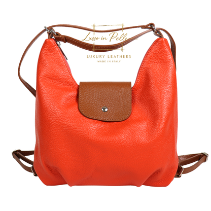 Grain Leather Two-Way Backpack & Crossbody