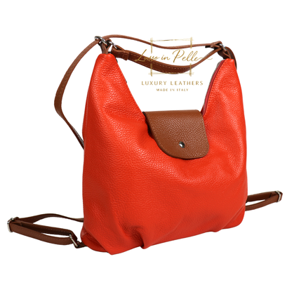 Grain Leather Two-Way Backpack & Crossbody