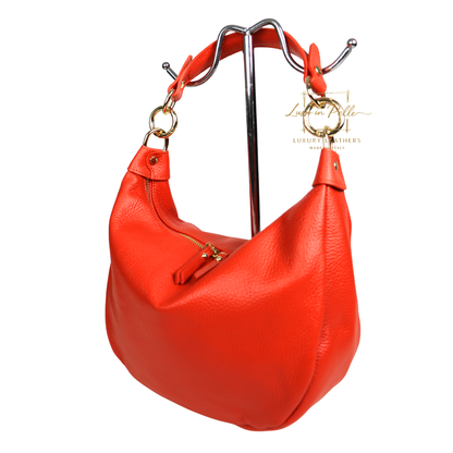 Grain Leather Half Moon Shoulder & Crossbody Bag