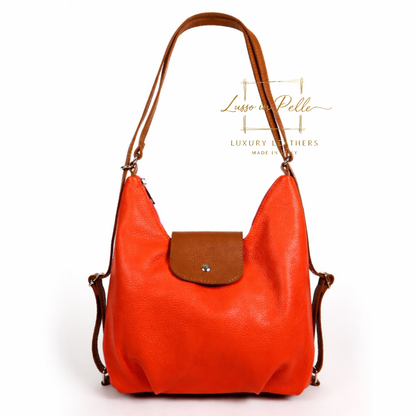Grain Leather Two-Way Backpack & Crossbody
