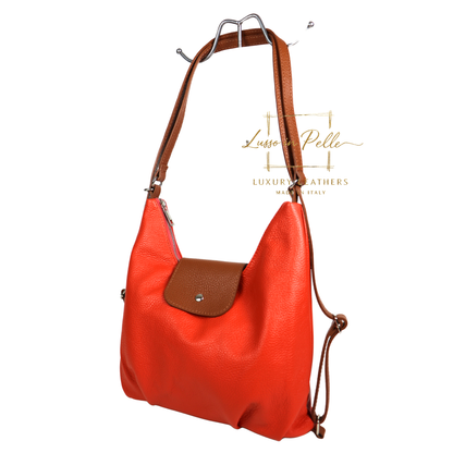 Grain Leather Two-Way Backpack & Crossbody