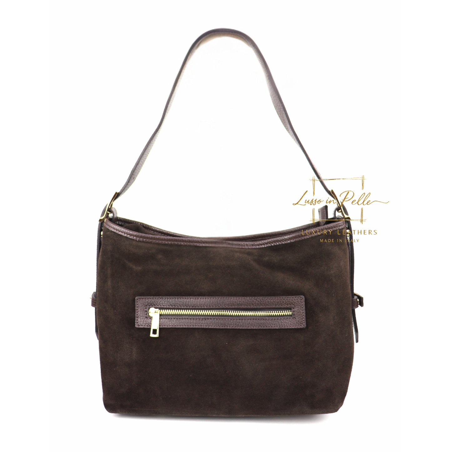 Medium Suede Handbag with Adjustable Leather Straps
