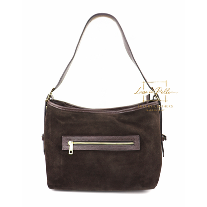 Medium Suede Handbag with Adjustable Leather Straps
