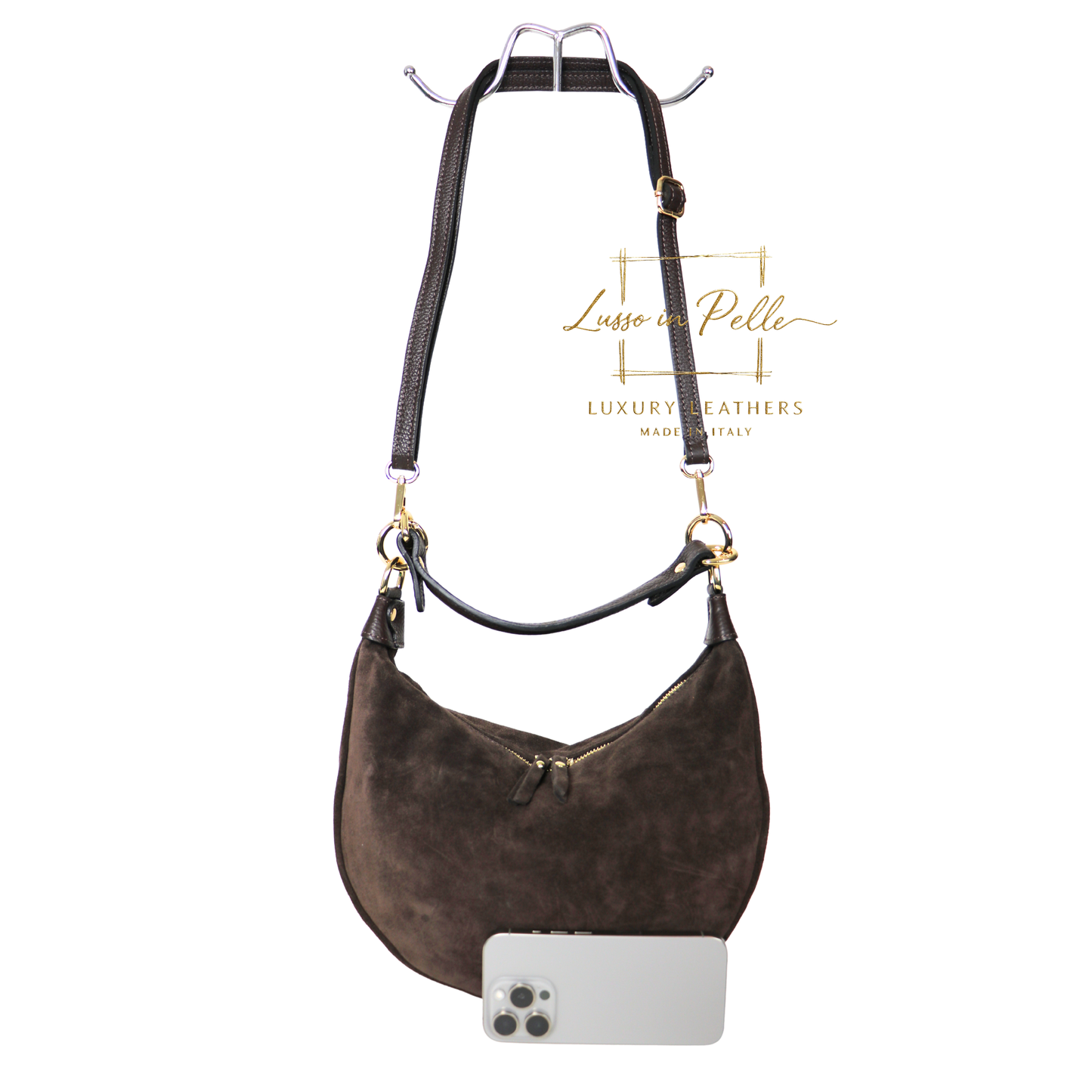 Suede Half Moon Shoulder & Crossbody Bag