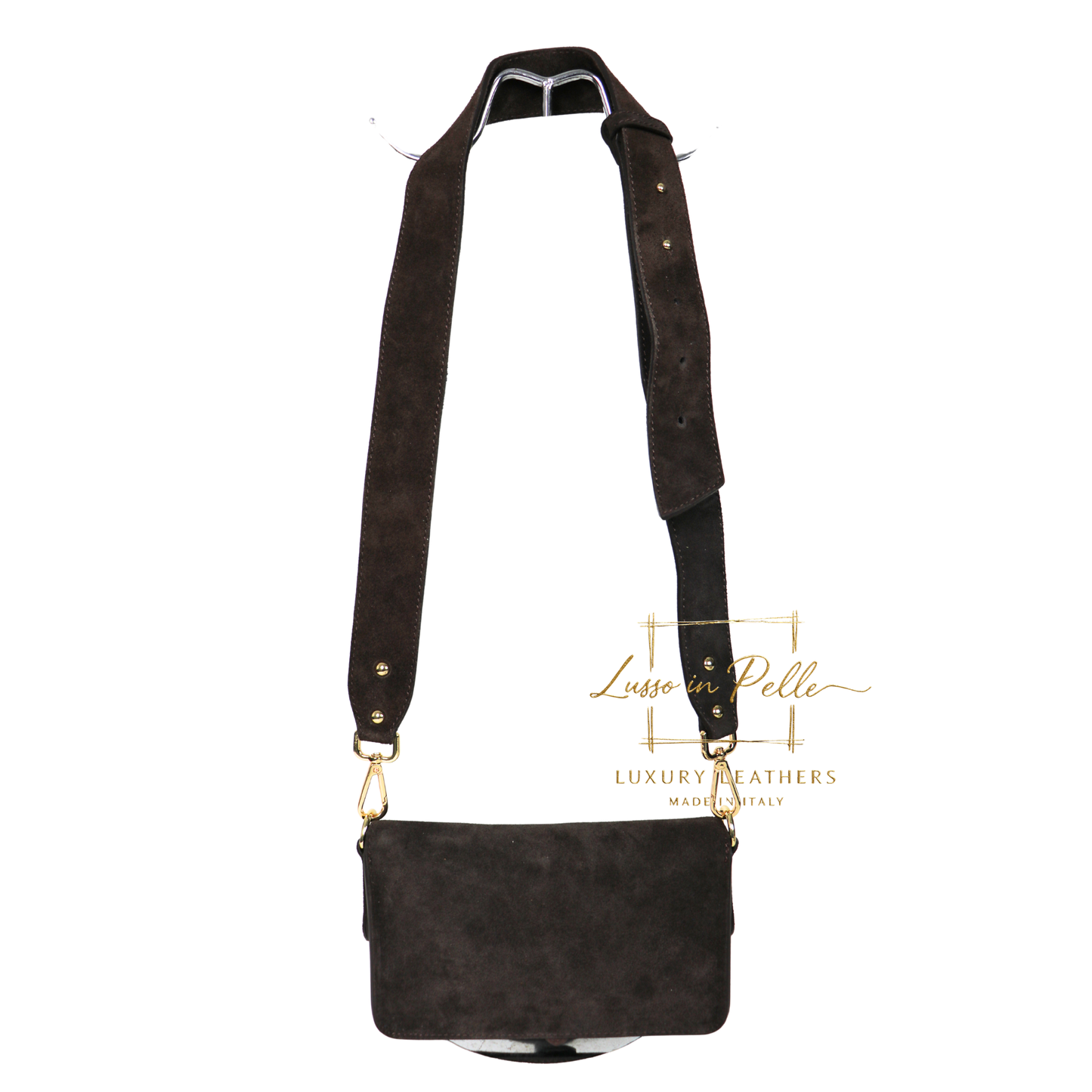 Small Suede Crossbody Bag with Wide Adjustable Strap