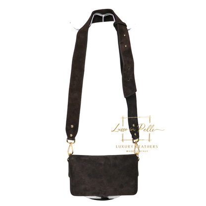 Small Suede Crossbody Bag with Wide Adjustable Strap