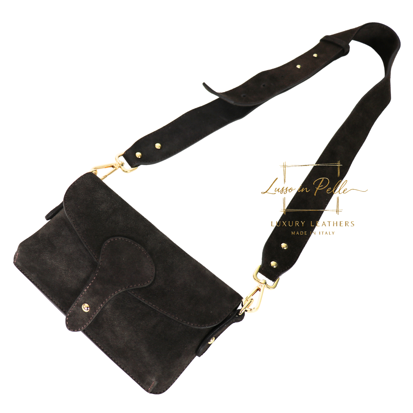 Small Suede Crossbody Bag with Wide Adjustable Strap