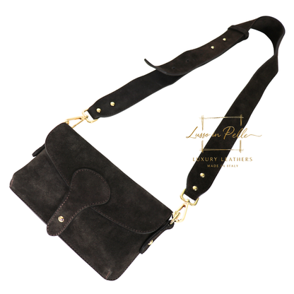 Small Suede Crossbody Bag with Wide Adjustable Strap