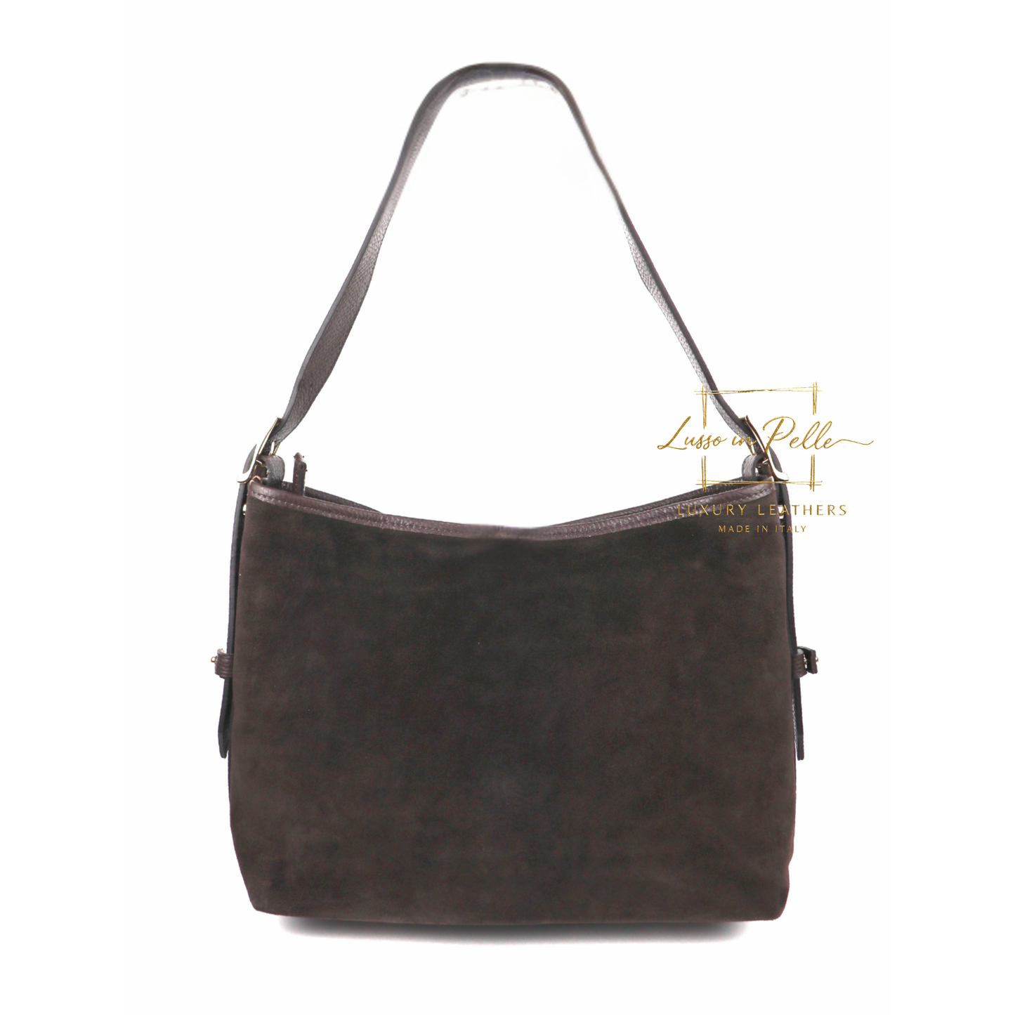 Medium Suede Handbag with Adjustable Leather Straps