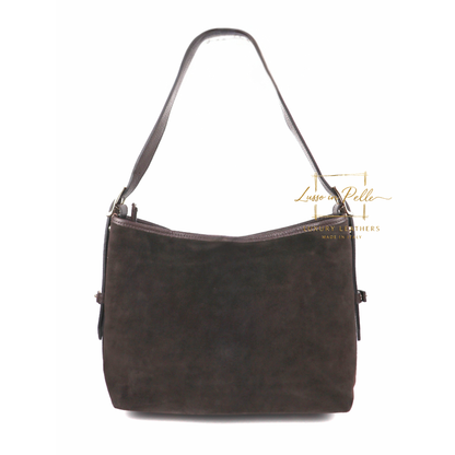 Medium Suede Handbag with Adjustable Leather Straps