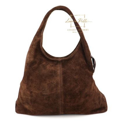 Lusso Double Handle Large Suede Shoulder Tote