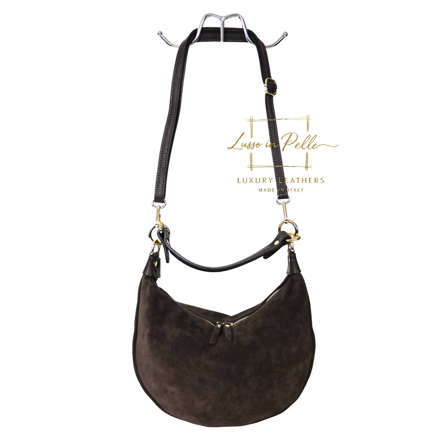 Suede Half Moon Shoulder & Crossbody Bag