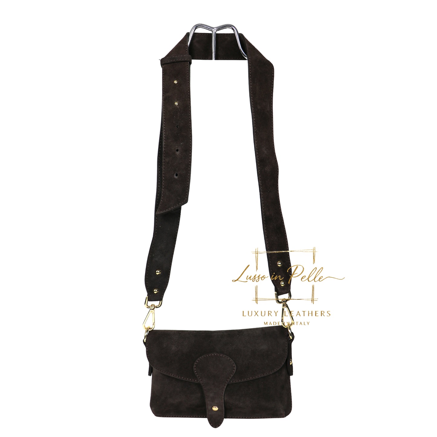 Small Suede Crossbody Bag with Wide Adjustable Strap
