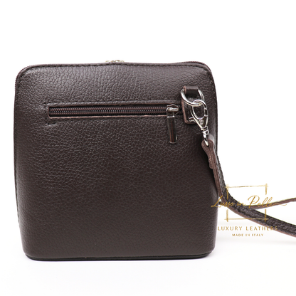 Small Suede Front Grain Leather Handbag with Detachable Straps