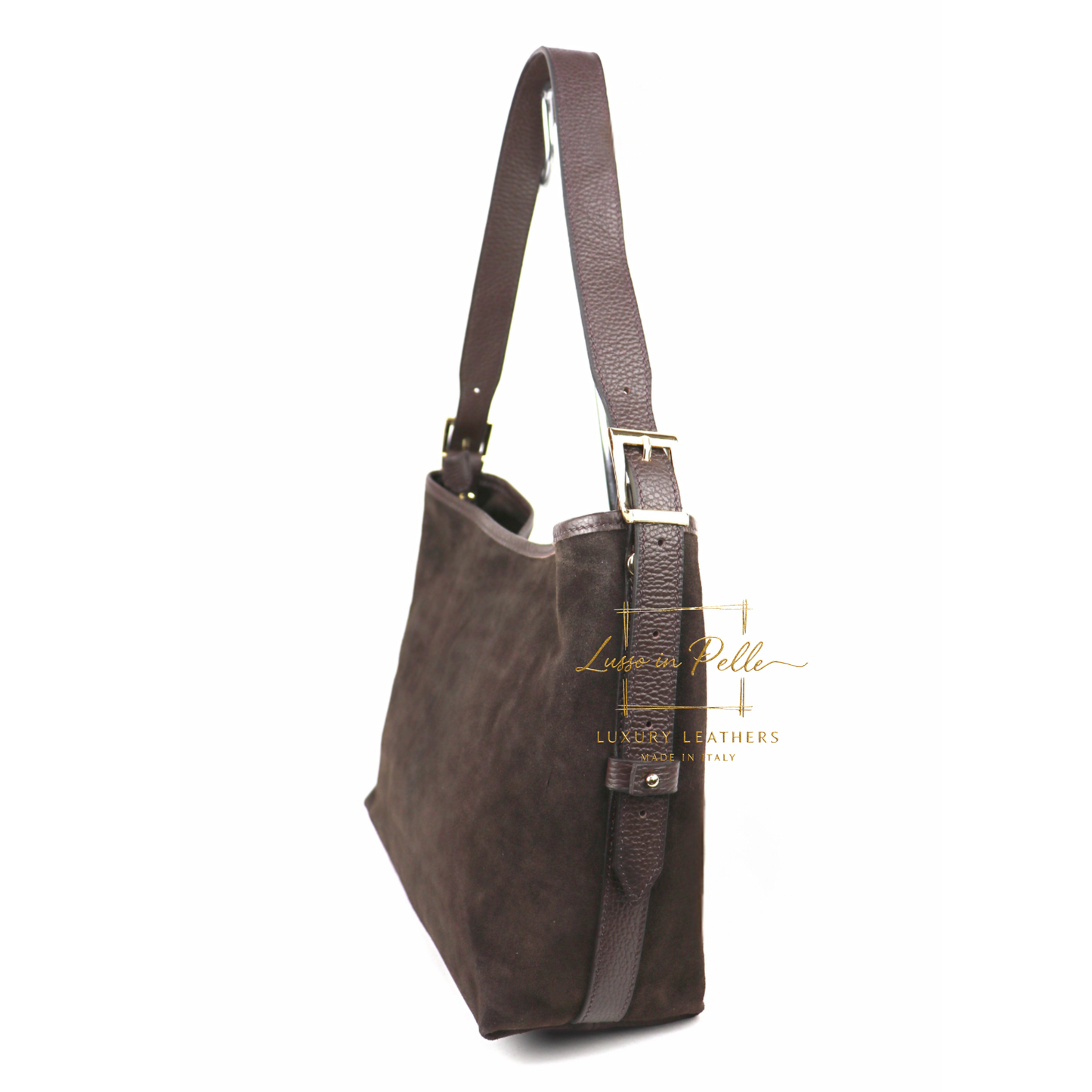 Medium Suede Handbag with Adjustable Leather Straps