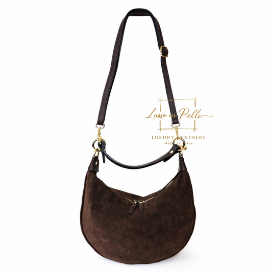 Suede Half Moon Shoulder & Crossbody Bag