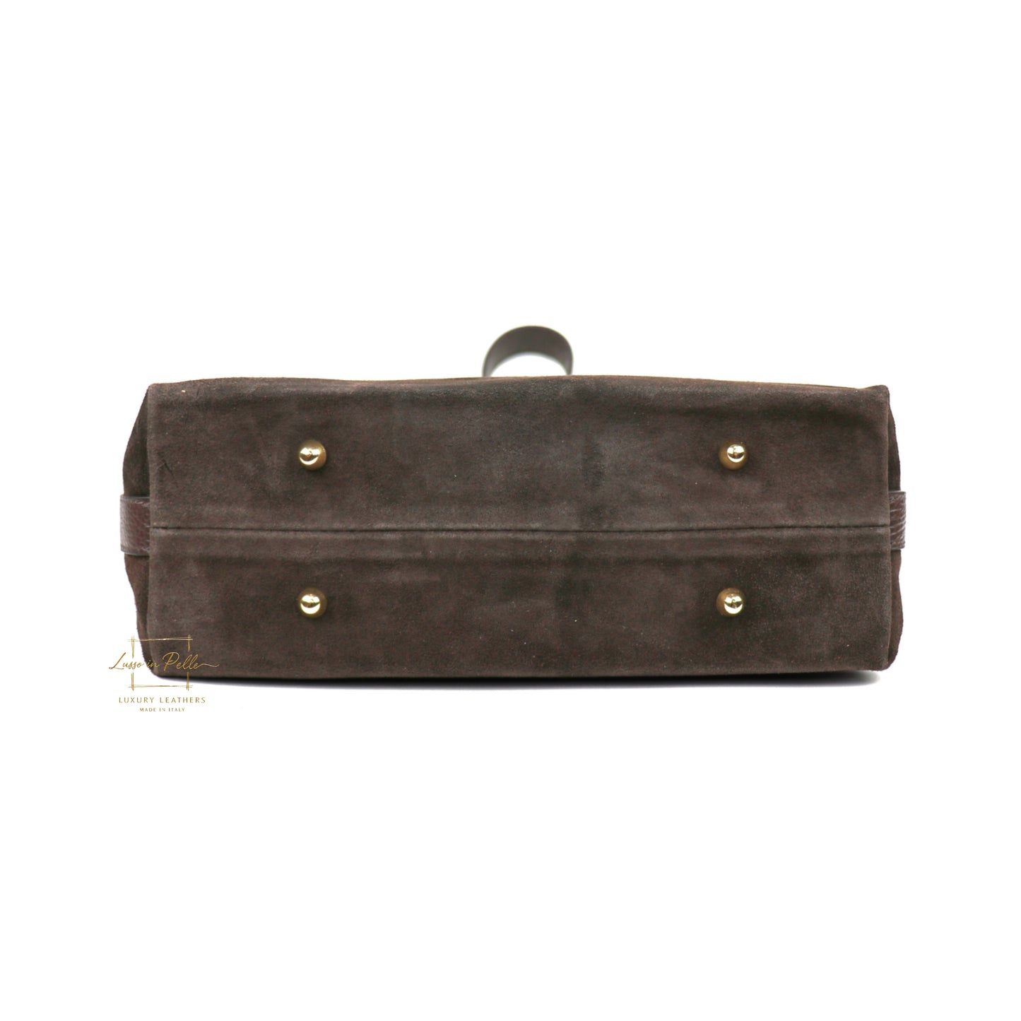 Medium Suede Handbag with Adjustable Leather Straps - chocolate