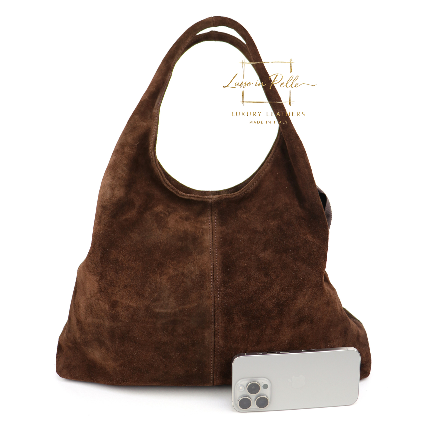 Lusso Double Handle Large Suede Shoulder Tote