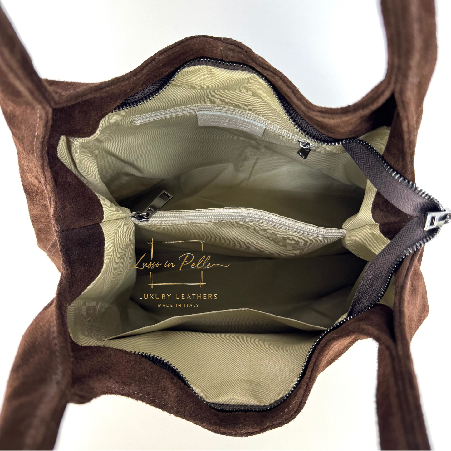 Lusso Double Handle Large Suede Shoulder Tote