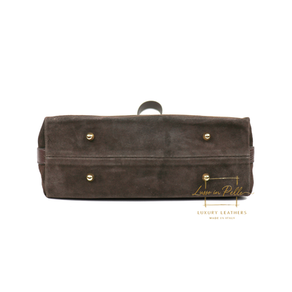 Medium Suede Handbag with Adjustable Leather Straps