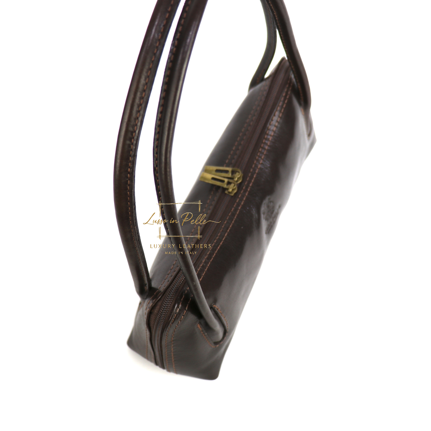 Buffered Leather Elongated Structured Florence Shoulder Bag
