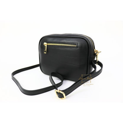 Genuine Smooth Leather Crossbody Bag with Fur Panel