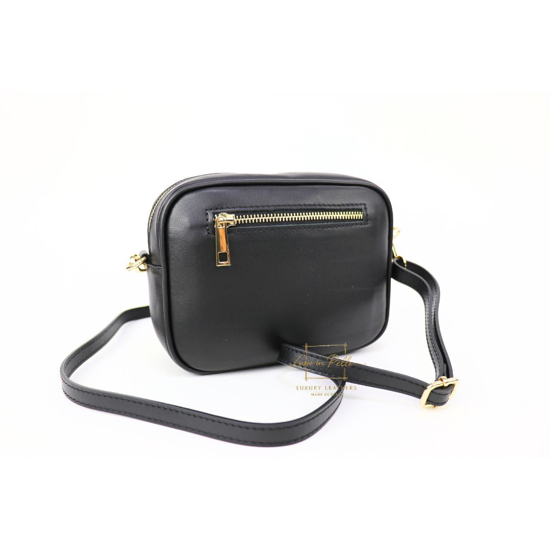 Genuine Smooth Leather Crossbody Bag with Fur Panel