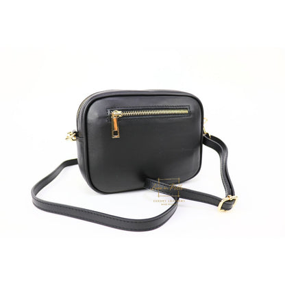 Genuine Smooth Leather Crossbody Bag with Fur Panel