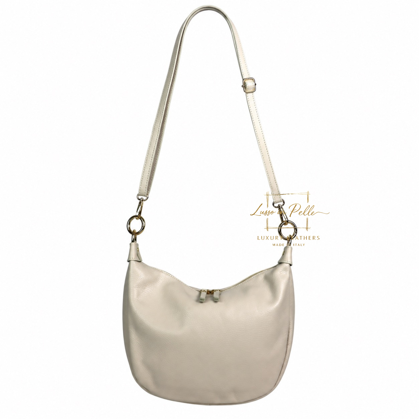 Grain Leather Half Moon Shoulder & Crossbody Bag