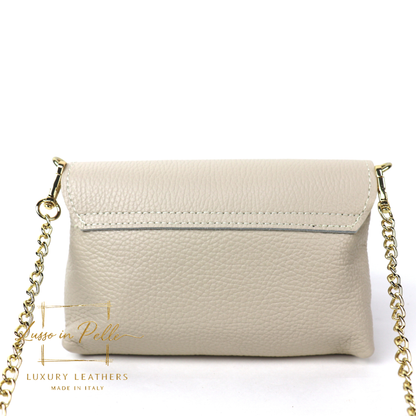 Small Pebbled Leather Clutch/Shoulder/Crossbody Bag with Bamboo-Style Clasp