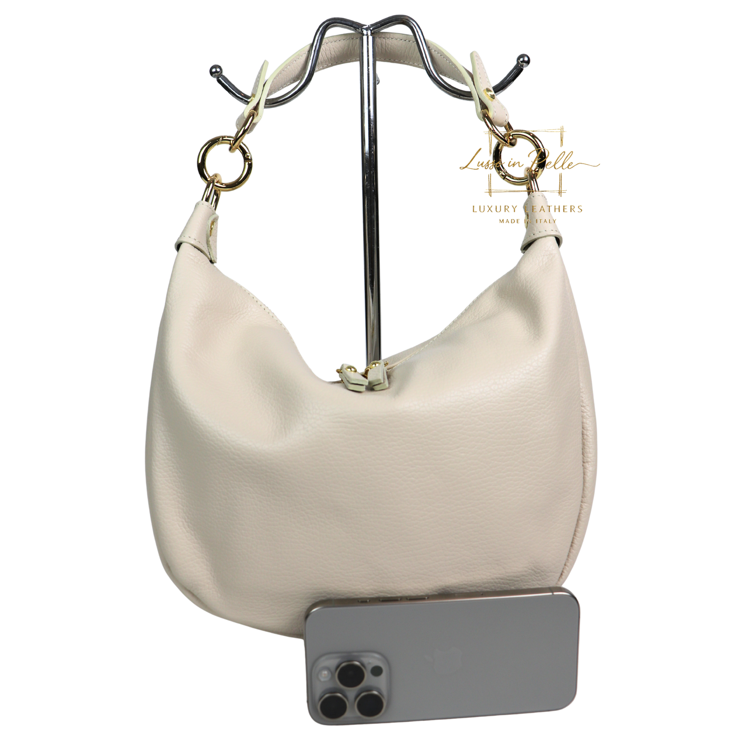 Grain Leather Half Moon Shoulder & Crossbody Bag