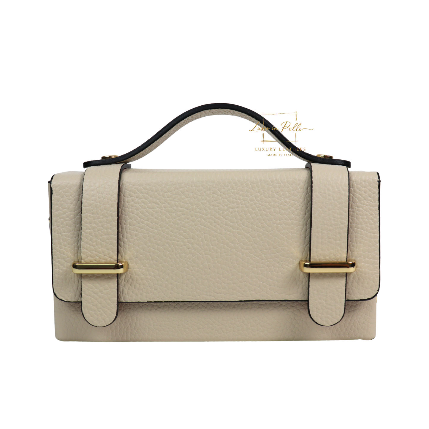 Small Genuine Leather Satchel Bag with Top Handle and Chain Straps