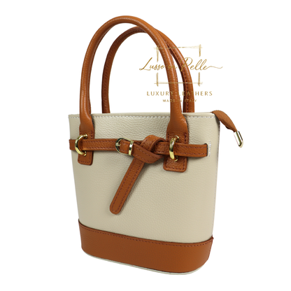 Grain Leather Bucket Bag with Crossbody Strap