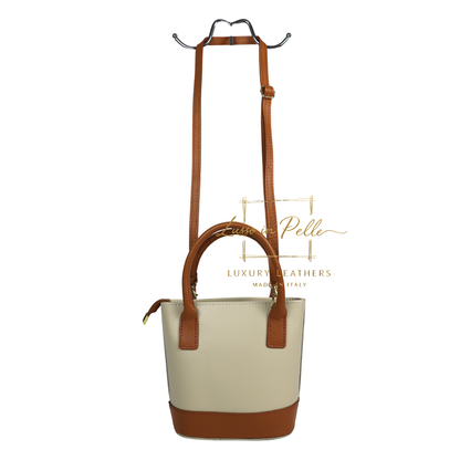Grain Leather Bucket Bag with Crossbody Strap