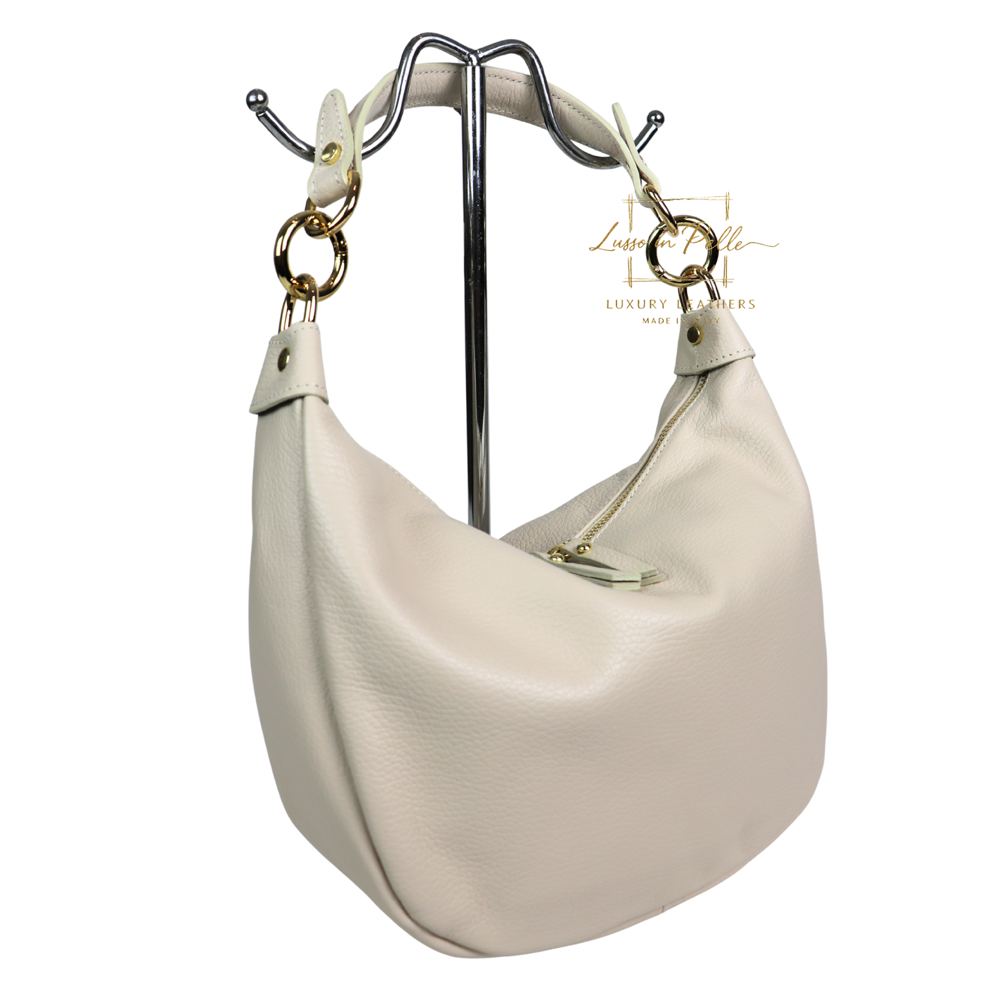Grain Leather Half Moon Shoulder & Crossbody Bag
