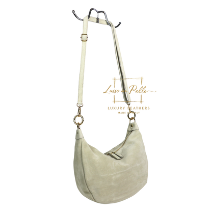Suede Half Moon Shoulder & Crossbody Bag