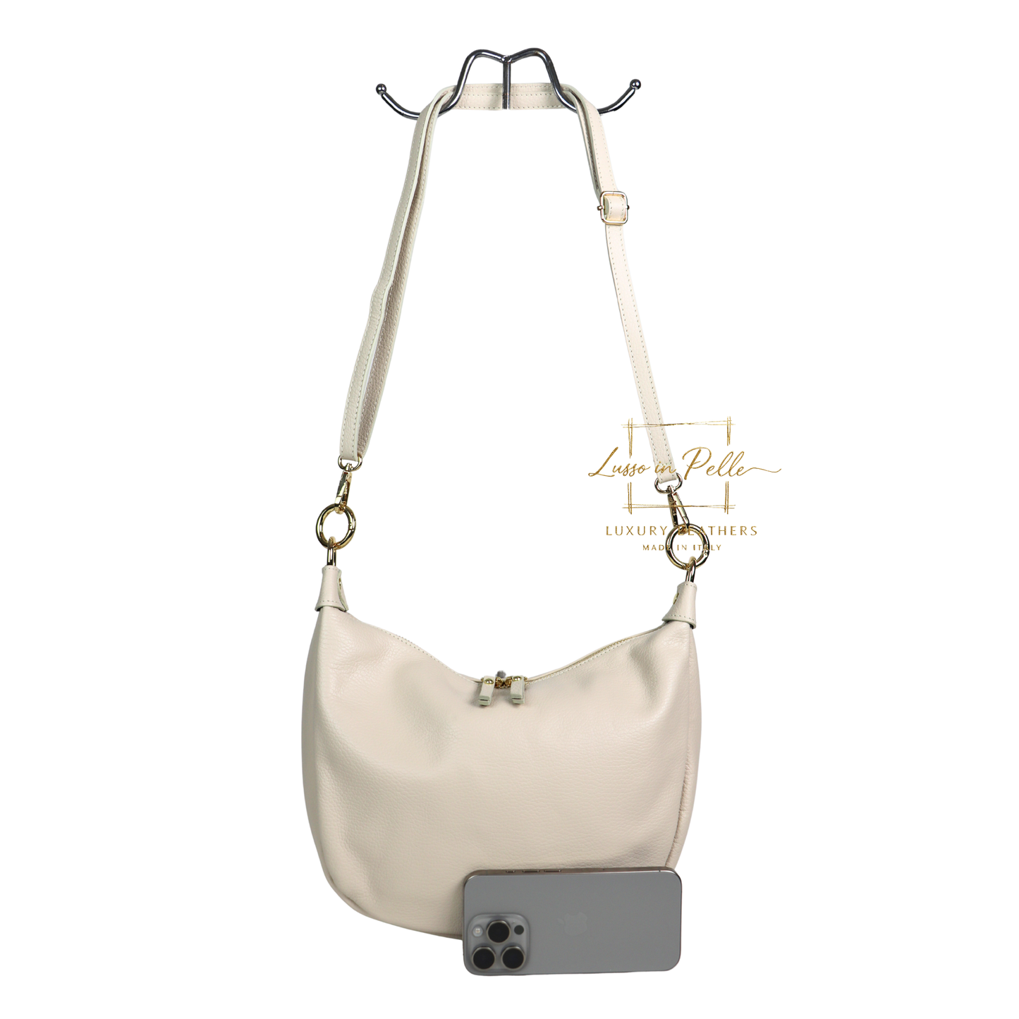 Grain Leather Half Moon Shoulder & Crossbody Bag
