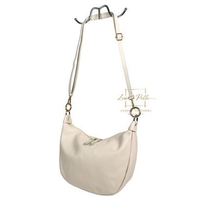 Grain Leather Half Moon Shoulder & Crossbody Bag