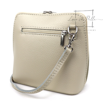 Small Suede Front Grain Leather Handbag with Detachable Straps