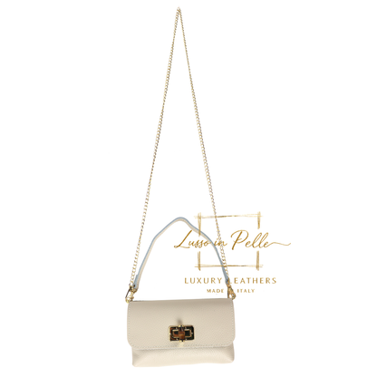 Small Pebbled Leather Clutch/Shoulder/Crossbody Bag with Bamboo-Style Clasp