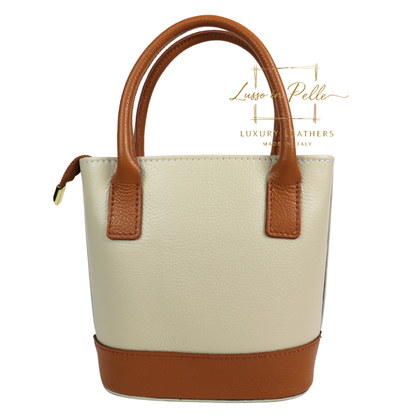 Grain Leather Bucket Bag with Crossbody Strap