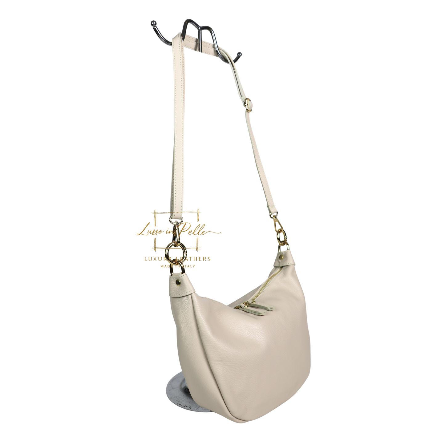 Grain Leather Half Moon Shoulder & Crossbody Bag
