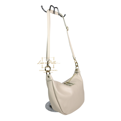 Grain Leather Half Moon Shoulder & Crossbody Bag