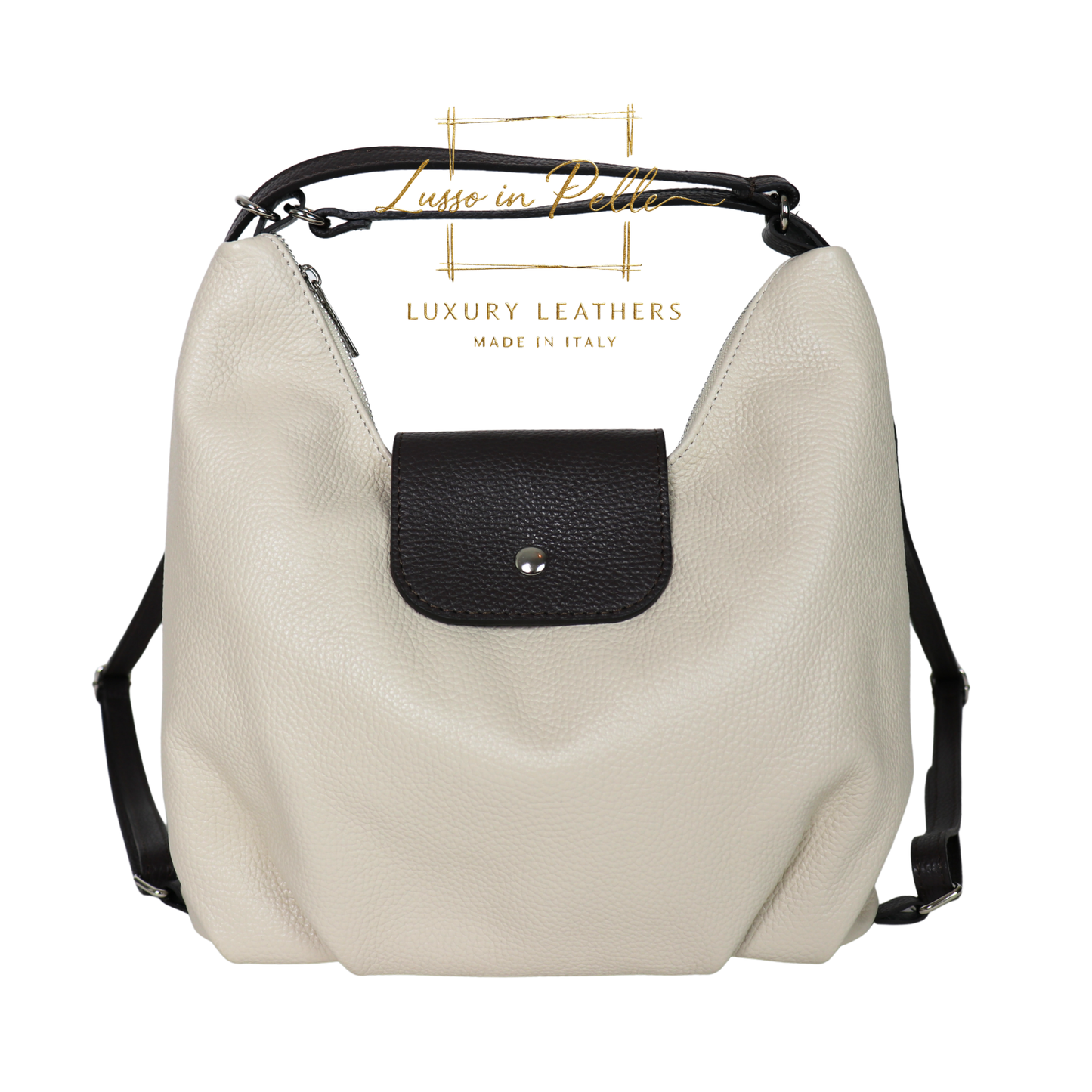 Grain Leather Two-Way Backpack & Crossbody