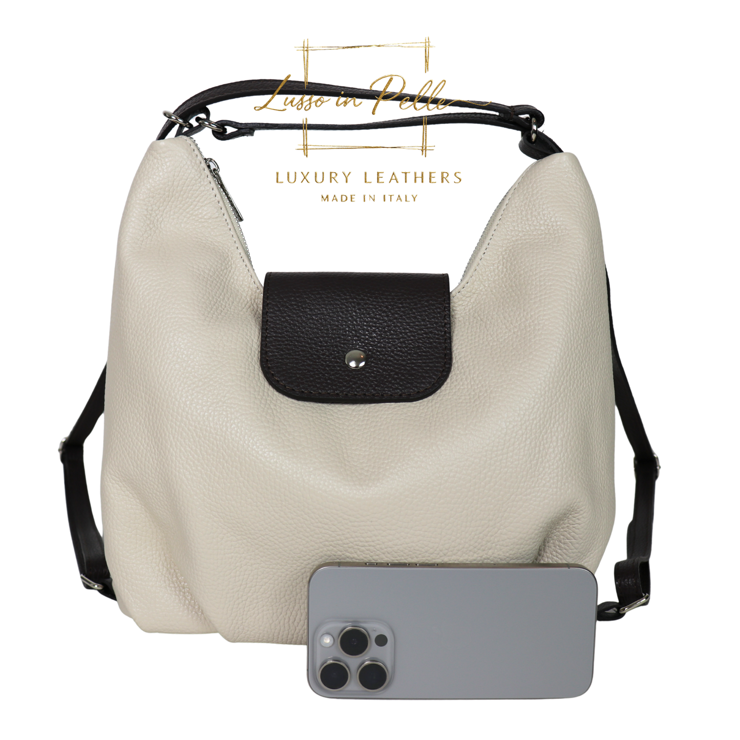 Grain Leather Two-Way Backpack & Crossbody