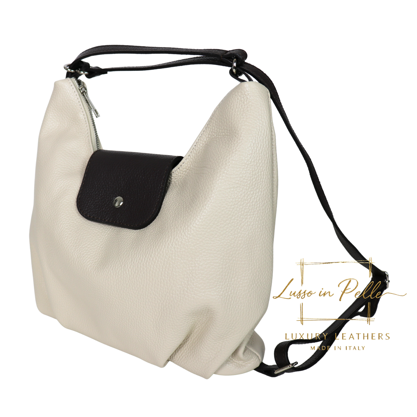 Grain Leather Two-Way Backpack & Crossbody